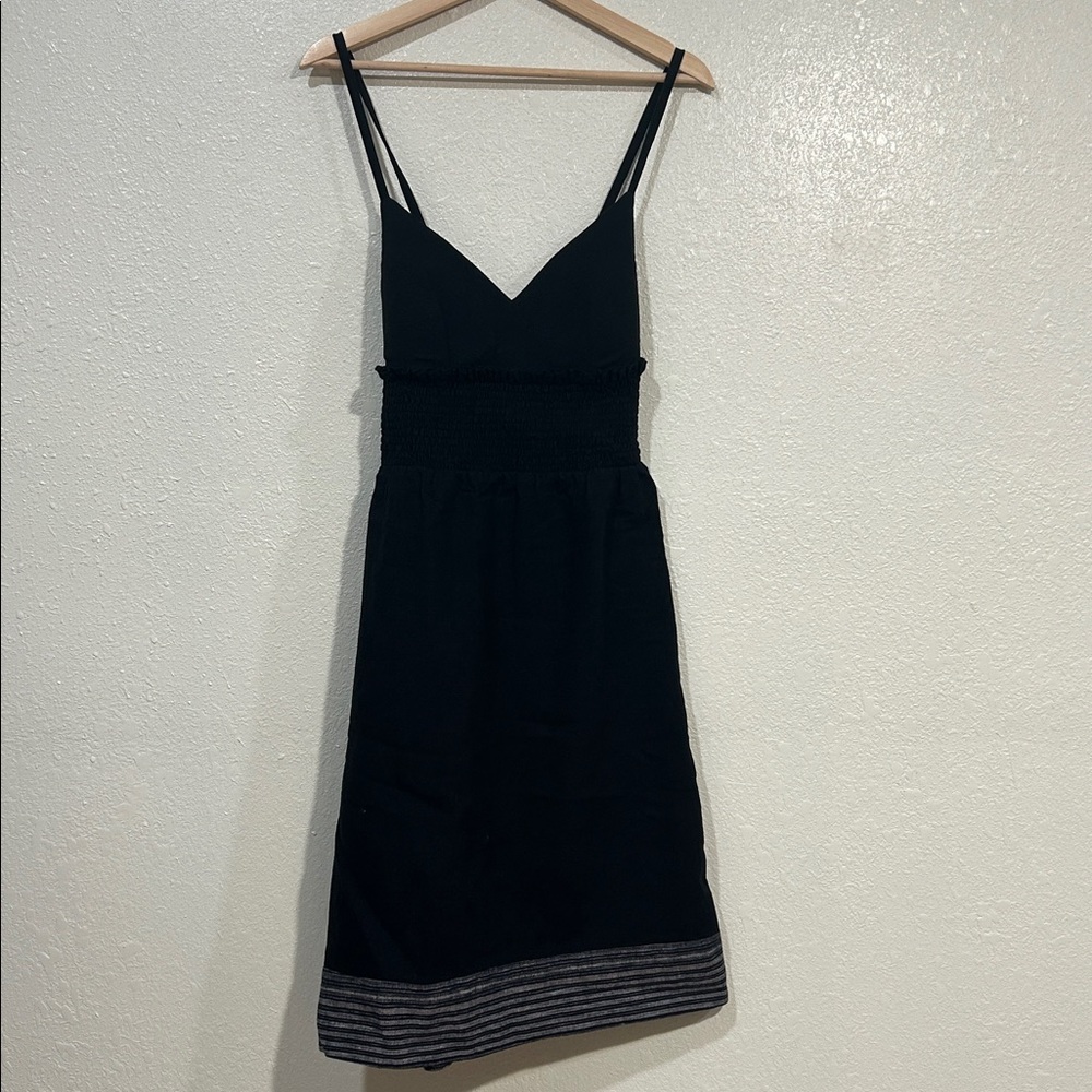 BLUNAUTA WOMEN BLACK SLEEVELESS SMOCK WAIST MIDI  DRESS Sz 46